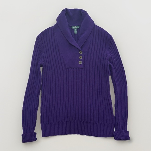 Lauren Ralph Lauren Sweaters - LRL‎ Ralph Lauren Pullover Sweater Purple Thick Knit Cotton XL Cozy Sustainable